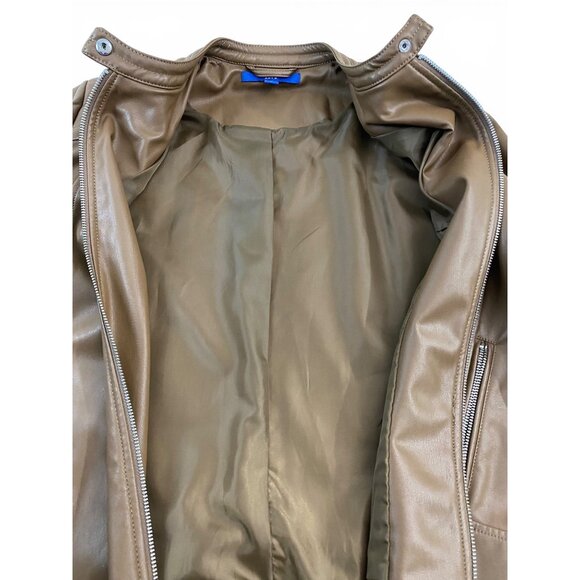 APT.9 Imitation Leather Moto Jacket, Brown Women L, Zip Pockets Biker - Picture 3 of 11